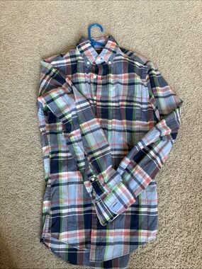 J. Crew Multicolor Plaid Button-Down Shirt - Navy, Green & Pink